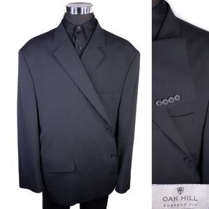 Oak Hill Mens Sport Coat Suit Jacket Blazer Solid Gray Sz 56PR Two Button EUC